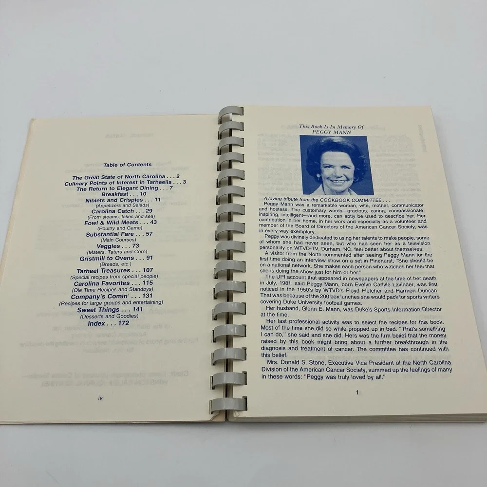 Vtg 1981 Tarheel Tastes North Carolina American Cancer Society Cookbook Recipes